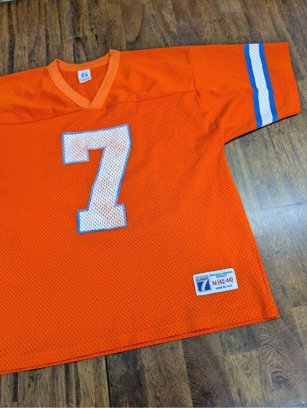 John Elway Denver Broncos Logo 7 Jersey Medium 7 Orange Mesh